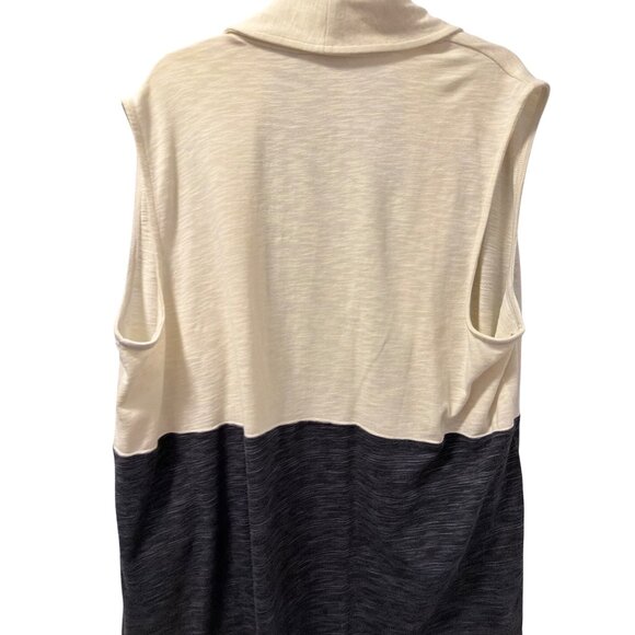 T By Talbots Womens Sleeveless Open Front Color Block Vest 2X Black & Cream - Picture 9 of 11